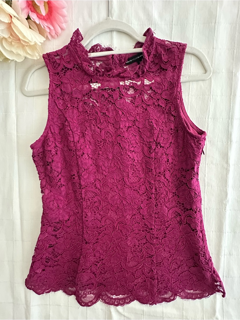 White House Black Market Brand New Magenta Lace Sleeveless Shell!
